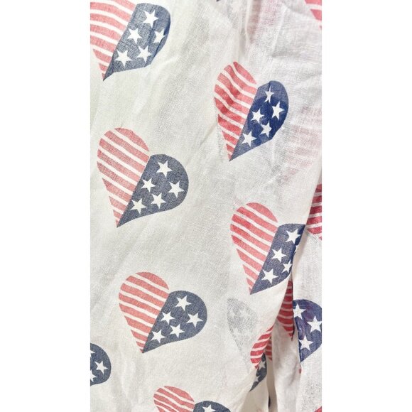 Patriotic American Flag Heart Infinity Scarf Stars Stripes Sheer Scarf Wrap NWT - Picture 5 of 5